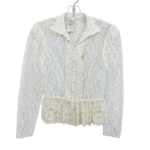 Romantic Renaissance Bridal Collection Gunne Sax White Lace Jacket Coquette Sz 5 - Picture 1 of 6